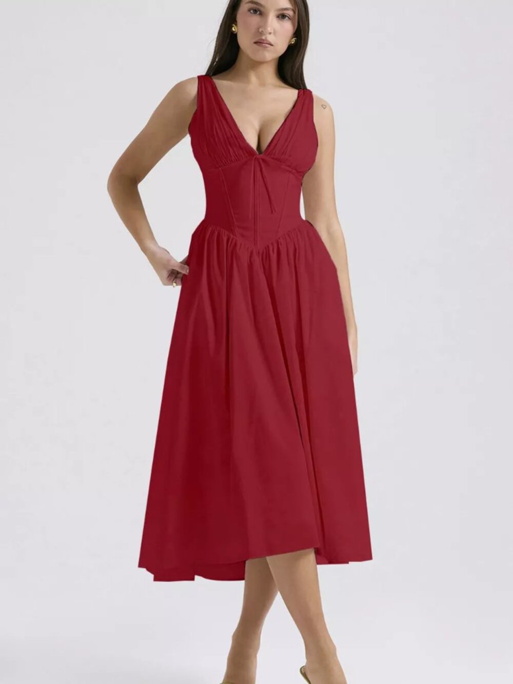 V-Neck Sleeveless Midi Dress - Picture 10 of 16